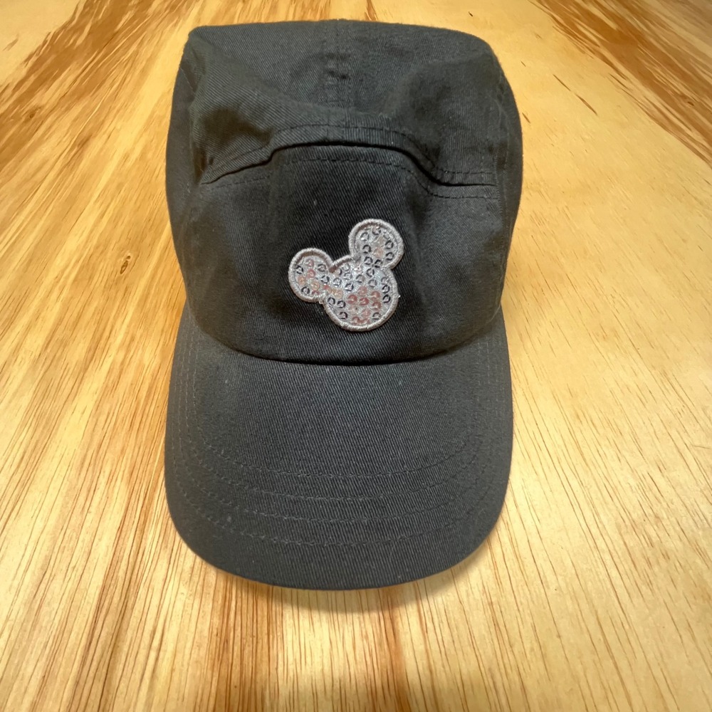 Disney‎ Parks Sequened Mickey Black Hat Adjustable Snap Strap